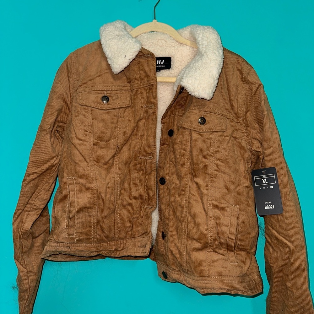 Women's Brown Utility Jacket with Sherpa Lining